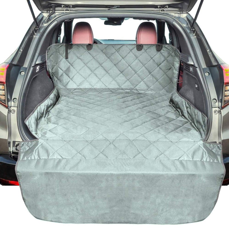 F-color SUV Cargo Liner for Dogs, Water Resistant Pet Cargo Cover Dog Seat Cover Mat for SUVs Sedans Vans with Bumper Flap Protector, Non-Slip, Large Size Universal Fit, Grey - Image 1